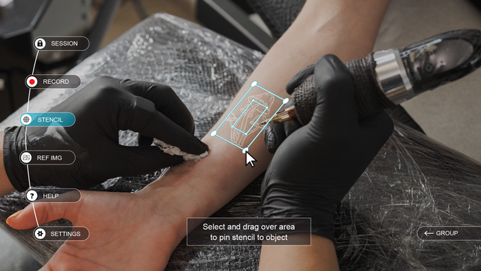 AR view mockup stencil pin