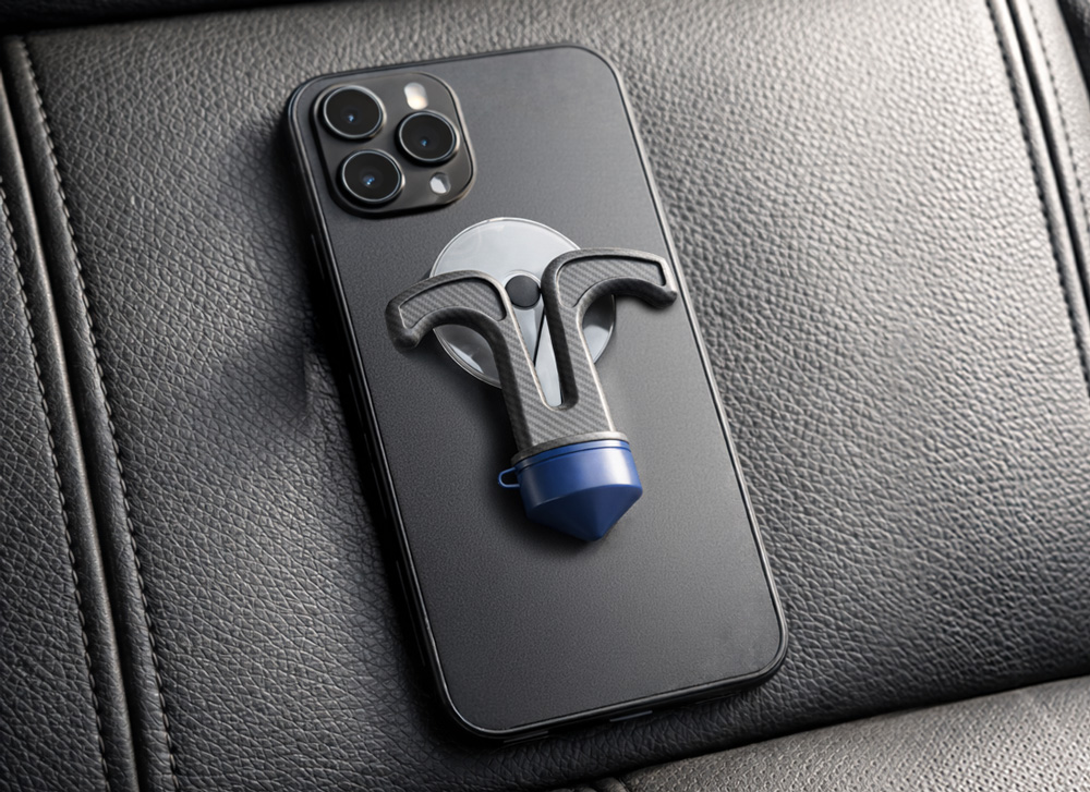 product displayed affixed to back of mobile device