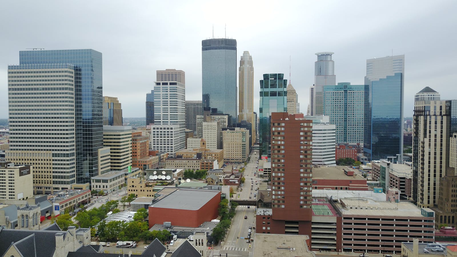 Minneapolis skyline with product design studio space in the foreground