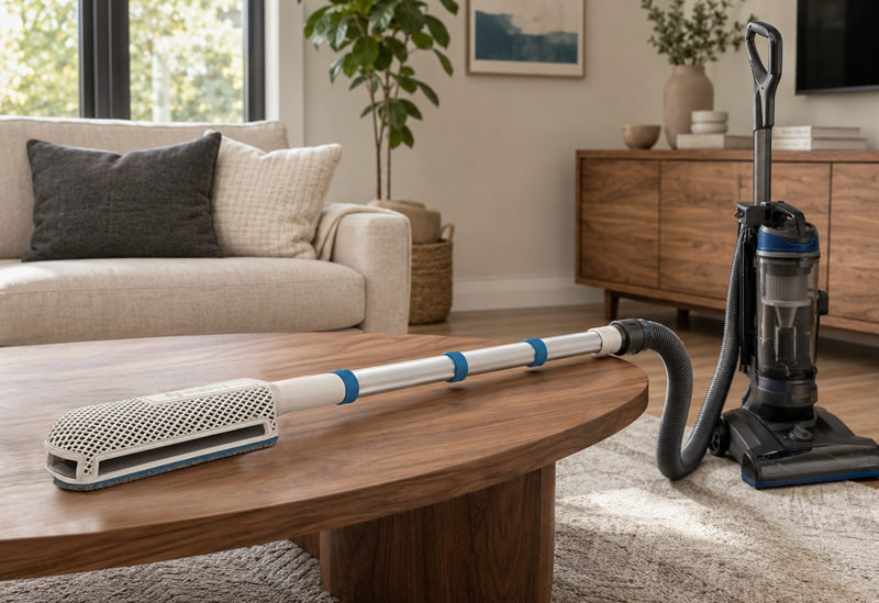 Nimbus cleaner attached to vacuum on display in living room